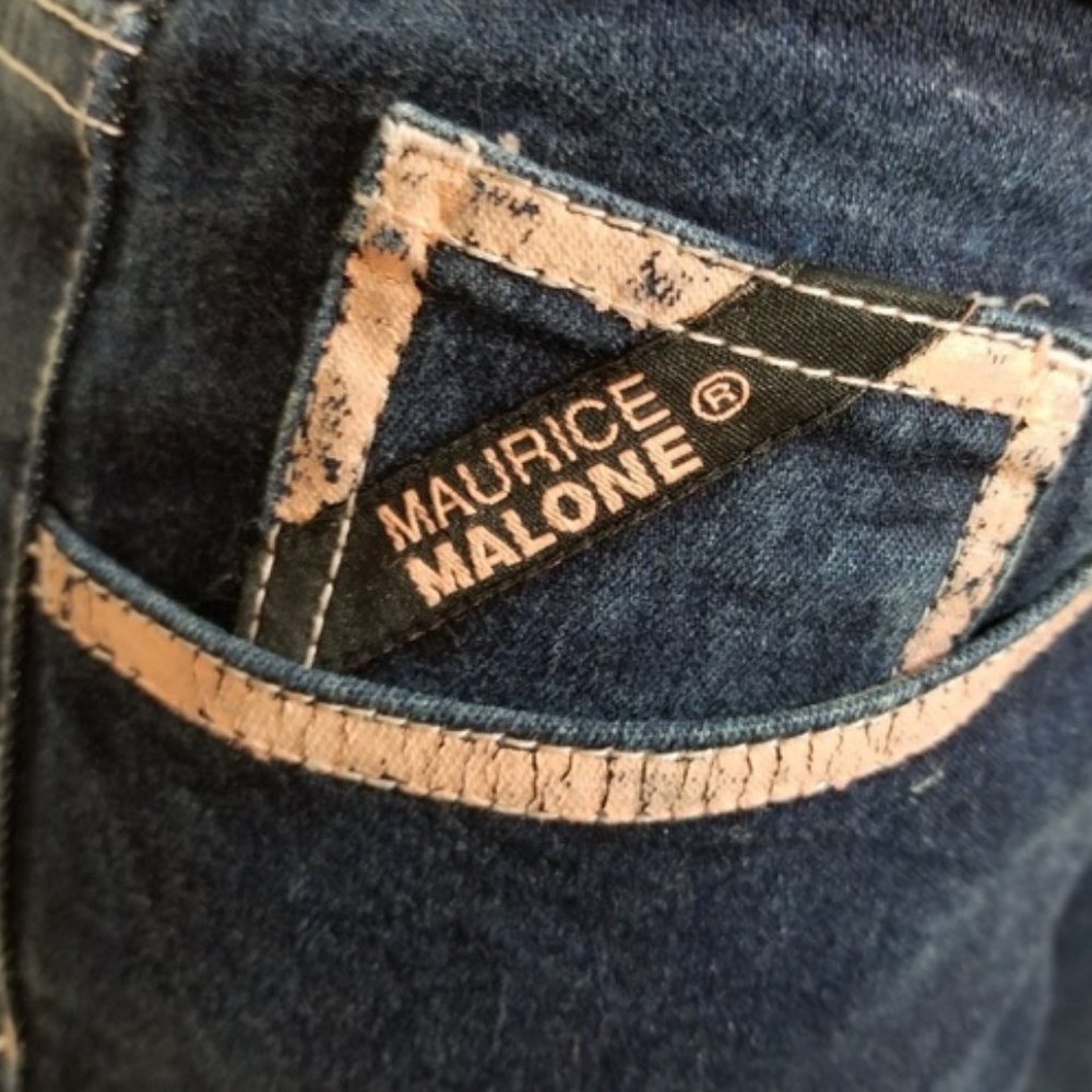 Maurice Malone Collection NEW Hand-Painted Unique JEANS Navy Pink Women's 🎉HP🎉 - Picture 4 of 15